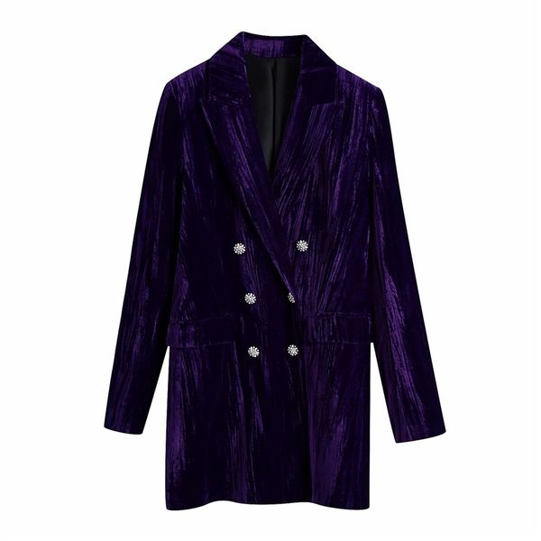 elegant women solid blue velvet blazer fashion ladies diamond double breasted jacket streetwear female pocket loose coat 210427, White;black
elegant women solid blue velvet blazer fashion ladies diamond double breasted jacket streetwear female pocket loose coat 210427, White;black