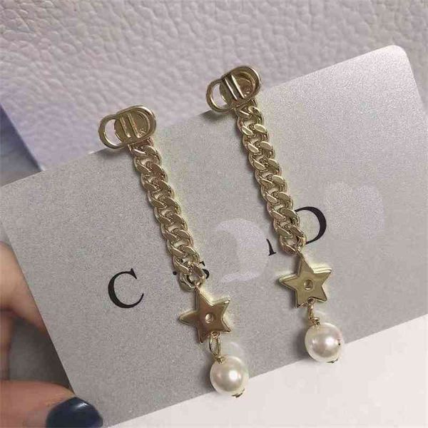 70% off outlet online family twisted chain five pointed star pearl earrings silver needles, Golden
70% off outlet online family twisted chain five pointed star pearl earrings silver needles, Golden