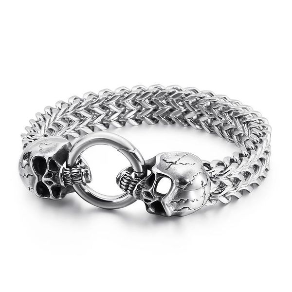 gothic double skull bracelet for men 316l stainless steel heavy shiny skeleton charm biker link chain mens bracelets jewelry link,, Black
gothic double skull bracelet for men 316l stainless steel heavy shiny skeleton charm biker link chain mens bracelets jewelry link,, Black