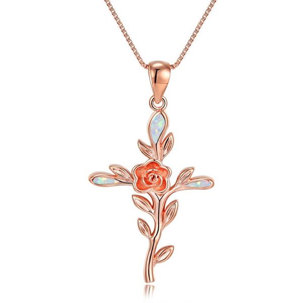 charming rose flower cross pendant necklace white blue opal branches necklaces for women gold silver color chain
charming rose flower cross pendant necklace white blue opal branches necklaces for women gold silver color chain