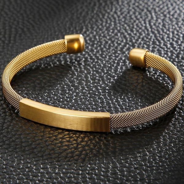 bangle luxury gold plated stainless steel mesh opening cuff for men women's simple trendy elastic armband wendding gifts jewelry, Black
bangle luxury gold plated stainless steel mesh opening cuff for men women's simple trendy elastic armband wendding gifts jewelry, Black