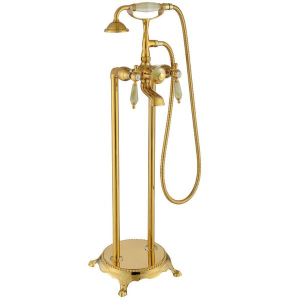 retail - luxury brass floor stand bathtub mixer, hand shower with hose including, l16170 bathroom sets
retail - luxury brass floor stand bathtub mixer, hand shower with hose including, l16170 bathroom sets