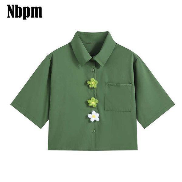 summer women's clothing short sleeve streetwear casual fashion women's shirt green flowers blouses crop female tunic 210529, White
summer women's clothing short sleeve streetwear casual fashion women's shirt green flowers blouses crop female tunic 210529, White