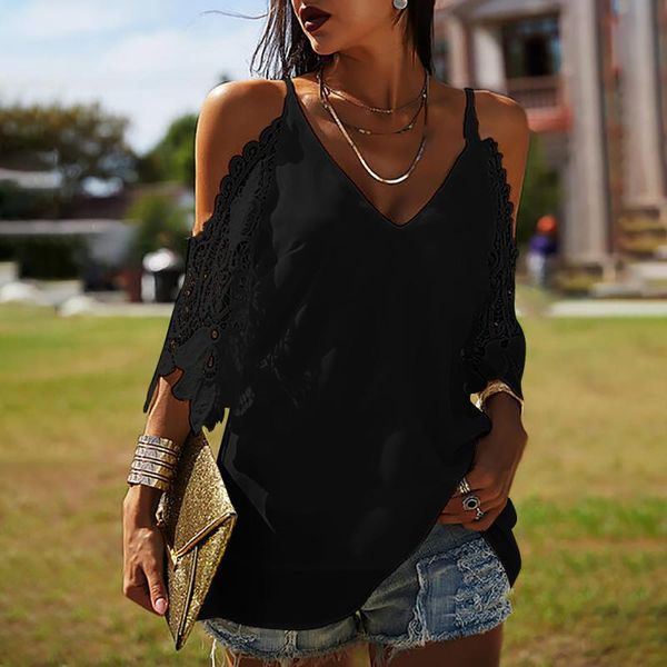women's blouses & shirts 40# lace off shoulder blouse women solid color v-neck broken sleeve casual office lady elegant tee, White
women's blouses & shirts 40# lace off shoulder blouse women solid color v-neck broken sleeve casual office lady elegant tee, White