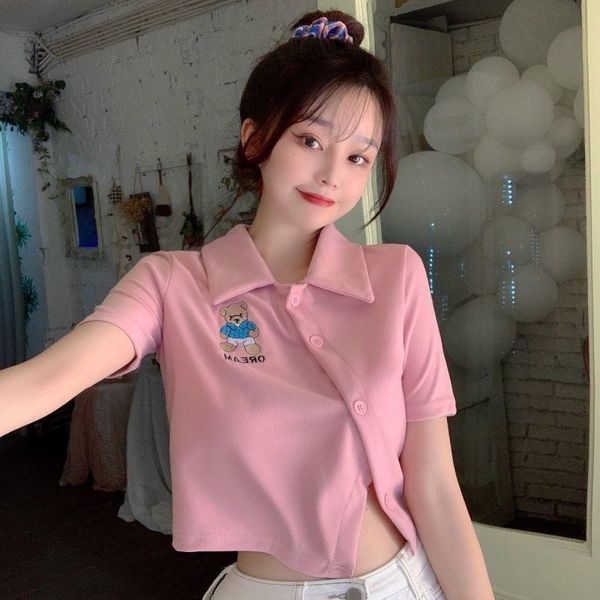 women's polos super short shirt summer casual t korean style harajuku cute teddy bear embroidered top, White
women's polos super short shirt summer casual t korean style harajuku cute teddy bear embroidered top, White