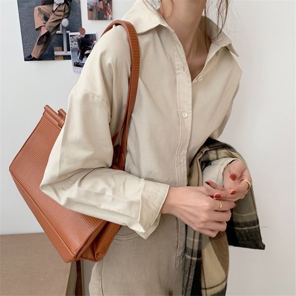 arrival basic shirt women solid blouses spring autumn ol elegance loose lapel long sleeve office lady shirts 210421, White
arrival basic shirt women solid blouses spring autumn ol elegance loose lapel long sleeve office lady shirts 210421, White