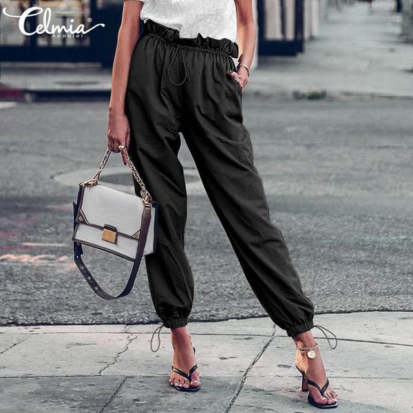 celmia stylish solid long pant safari pants fashion elastic waist drawstring cargo office trousers 2021 autumn women's & capris, Black;white
celmia stylish solid long pant safari pants fashion elastic waist drawstring cargo office trousers 2021 autumn women's & capris, Black;white