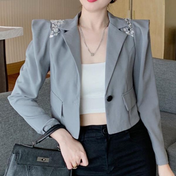 women's suits & blazers women cropped outerwear casual fashion korean autumn beading shoulder pad design female all-match chic solid ve, White;black
women's suits & blazers women cropped outerwear casual fashion korean autumn beading shoulder pad design female all-match chic solid ve, White;black