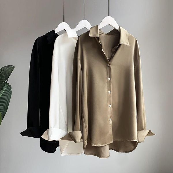 women's blouses & shirts spring autumn women fashion long sleeves satin blouse vintage female oversized elegant imitation silk, White
women's blouses & shirts spring autumn women fashion long sleeves satin blouse vintage female oversized elegant imitation silk, White