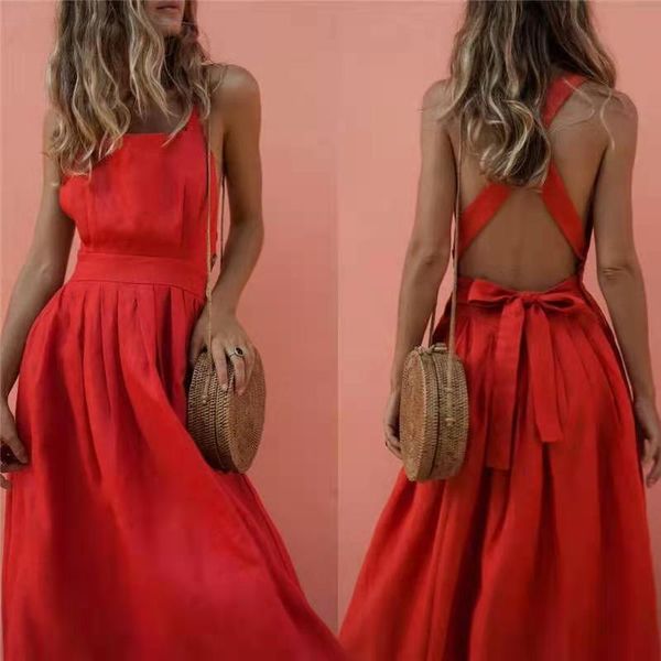 women summer boho strappy long maxi dress backless party red beachwear sundress vestido mujer casual dresses, Black;gray
women summer boho strappy long maxi dress backless party red beachwear sundress vestido mujer casual dresses, Black;gray
