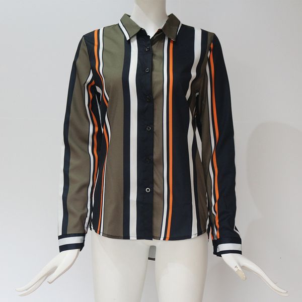 women long sleeve striped turn down collar lady office shirt summer chiffon blouse, White
women long sleeve striped turn down collar lady office shirt summer chiffon blouse, White