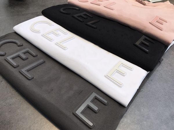 21 summer fashion cel + concave convex letter steel t-shirt for men and women, White
21 summer fashion cel + concave convex letter steel t-shirt for men and women, White