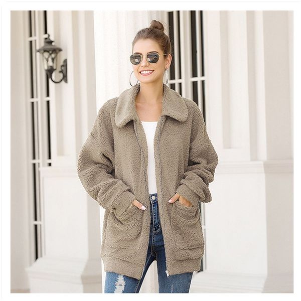 winter plush overcoat women casual turn down collar long sleeve zipper thick warm jacket faux fur fluffy coats ladies plus size 210507, Black
winter plush overcoat women casual turn down collar long sleeve zipper thick warm jacket faux fur fluffy coats ladies plus size 210507, Black