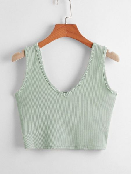 ribbed solid tank t050#, White