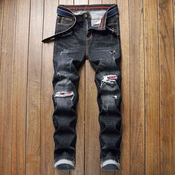 men's jeans with hol, small straight tube, slim fit and elastic, youth casual men's jeans, Blue
men's jeans with hol, small straight tube, slim fit and elastic, youth casual men's jeans, Blue