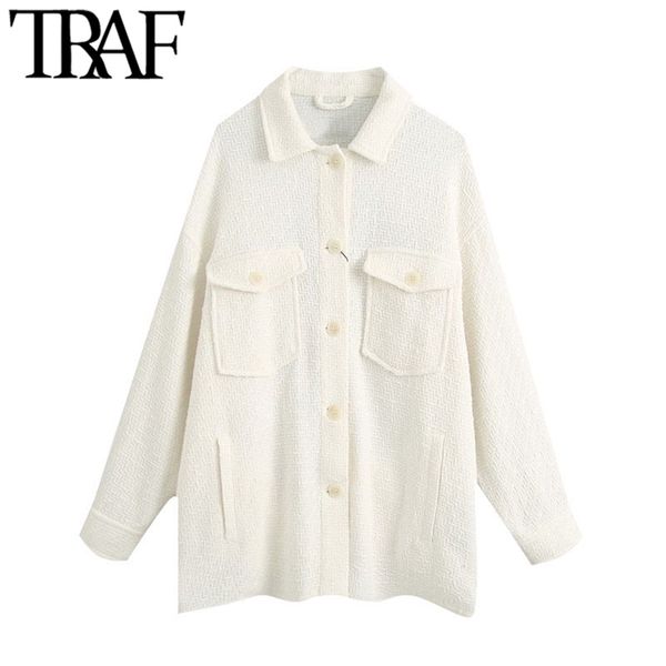traf women fashion with pockets oversized tweed jacket coat vintage long sleeve button-up female outerwear chic 210914, Black;brown
traf women fashion with pockets oversized tweed jacket coat vintage long sleeve button-up female outerwear chic 210914, Black;brown