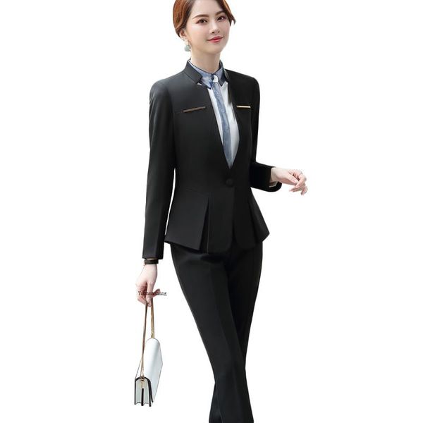 women's two piece pants women gray black formal pant suit ladies rufflle blazer and trousers business el work wear 2 set, White
women's two piece pants women gray black formal pant suit ladies rufflle blazer and trousers business el work wear 2 set, White
