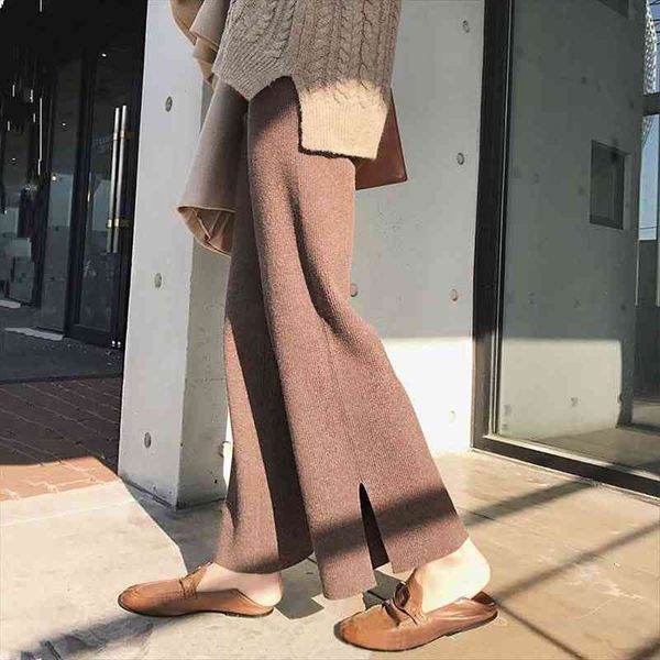 knitted wide-leg pants womens autumn winter loose solid color split fork high-waisted draped casual trousers pants, Black;white
knitted wide-leg pants womens autumn winter loose solid color split fork high-waisted draped casual trousers pants, Black;white