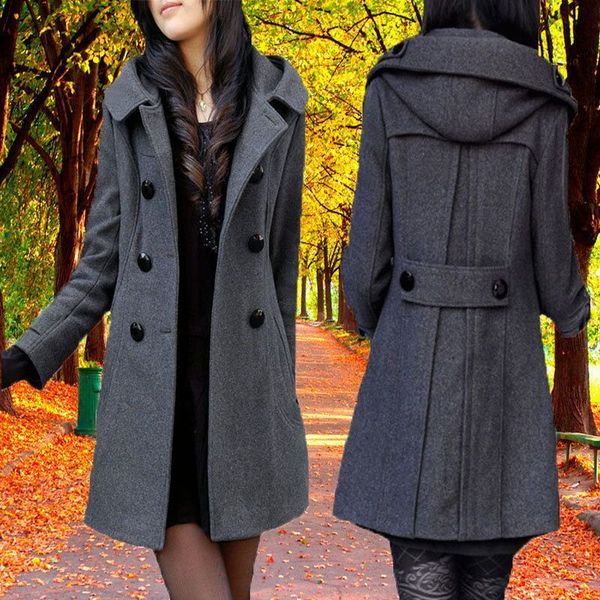 luxury women's short coatwoolen autumn winter medium long hooded thickened and obe mm large women's double breasted coat, Black;brown
luxury women's short coatwoolen autumn winter medium long hooded thickened and obe mm large women's double breasted coat, Black;brown