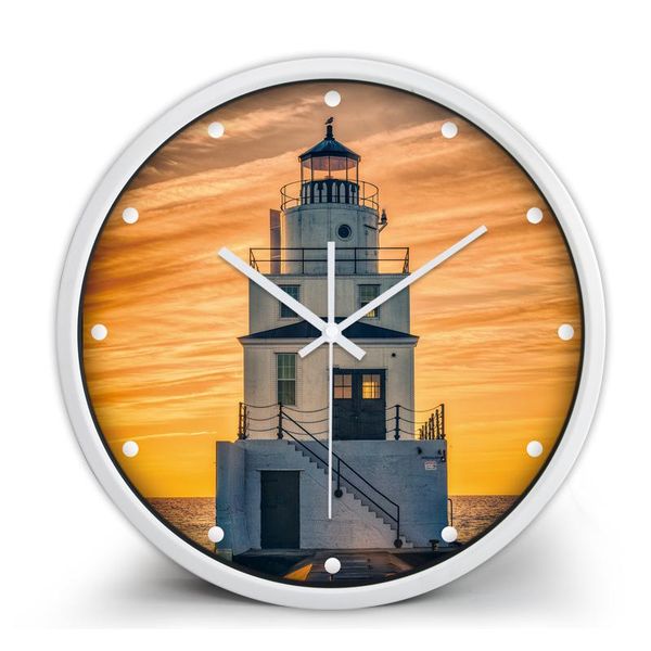 wall clocks 14inch retro clock living room mute christmas decoration for home lighthouse