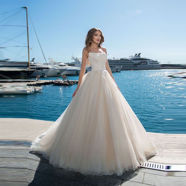 gorgeous spaghetti strips tulle lace a-line wedding dresses princess beaded bandage back custom made bridal gowns new design, Black
gorgeous spaghetti strips tulle lace a-line wedding dresses princess beaded bandage back custom made bridal gowns new design, Black