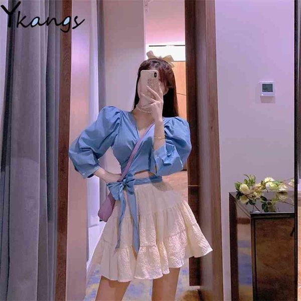 summer sweet 2pcs set blue puff sleeve short + beige high waist ruffle cake mini pleated skirt women kawaii suit for girls 210421, White
summer sweet 2pcs set blue puff sleeve short + beige high waist ruffle cake mini pleated skirt women kawaii suit for girls 210421, White