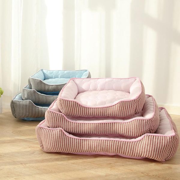 dog summer cooling bed mat soft breathable stripe pattern beds for small dogs non-slip washable pet cat lounger sofa kennels & pens
dog summer cooling bed mat soft breathable stripe pattern beds for small dogs non-slip washable pet cat lounger sofa kennels & pens