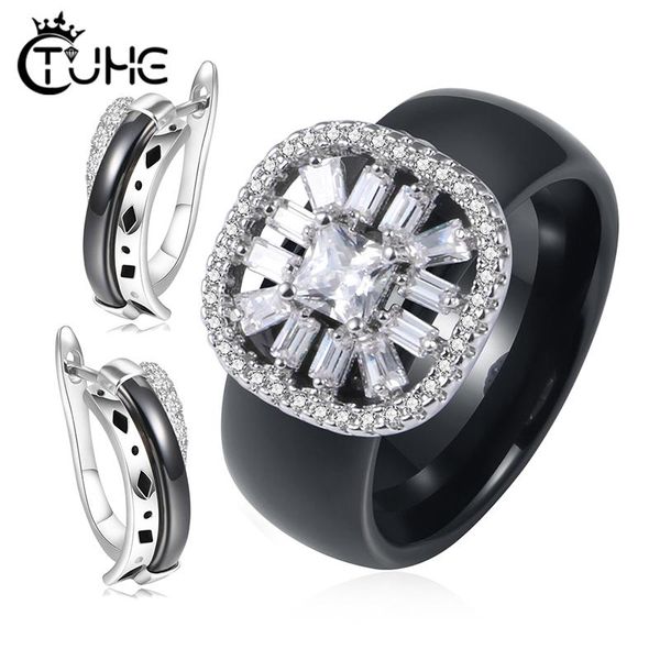 earrings & necklace 8mm width ceramic women jewerly sets rings steel stud rhinestone wedding christmas gift for engagement jewelry, Silver
earrings & necklace 8mm width ceramic women jewerly sets rings steel stud rhinestone wedding christmas gift for engagement jewelry, Silver