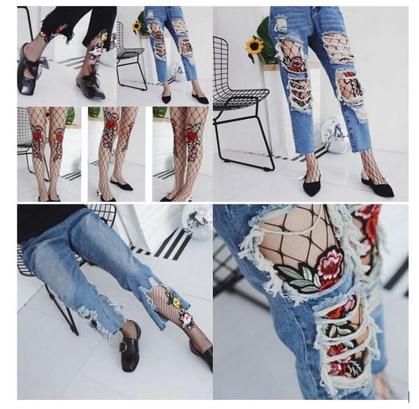 women tights flower embroidery patch hollow fishnet pantyhose fashion mesh net autumn/spring fits crotchless socks & hosiery, Black;white
women tights flower embroidery patch hollow fishnet pantyhose fashion mesh net autumn/spring fits crotchless socks & hosiery, Black;white