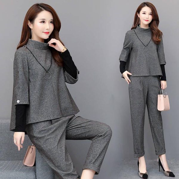 women's tracksuits vintage women elegant 2pcs suit set ol lady work office wear loose plus size turtleneck sweater pullover high waist, Gray
women's tracksuits vintage women elegant 2pcs suit set ol lady work office wear loose plus size turtleneck sweater pullover high waist, Gray