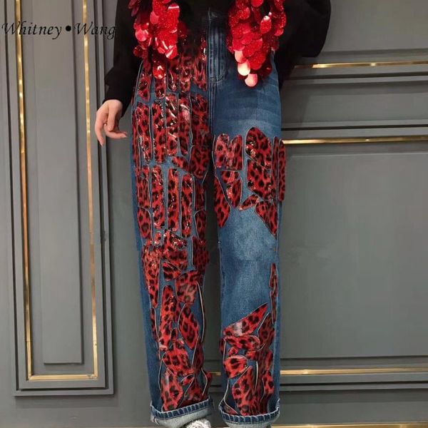 women's pants & capris whitney wang 2021 autumn winter fashion streetwear leopard pu patchwork jeans women stylish denim plus size 5xl, Black;white
women's pants & capris whitney wang 2021 autumn winter fashion streetwear leopard pu patchwork jeans women stylish denim plus size 5xl, Black;white