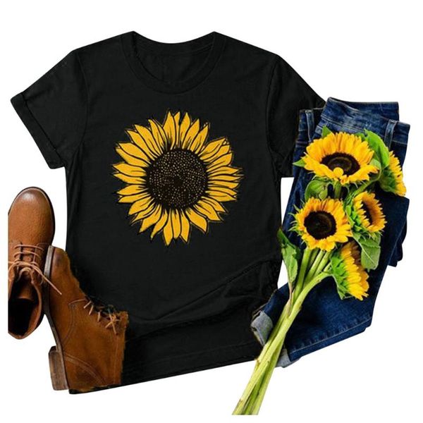 plus size women t shirt sunflower print round neck short sleeved t-shirt tees 2021 summer casual black vintage ropa mujer women's, White
plus size women t shirt sunflower print round neck short sleeved t-shirt tees 2021 summer casual black vintage ropa mujer women's, White