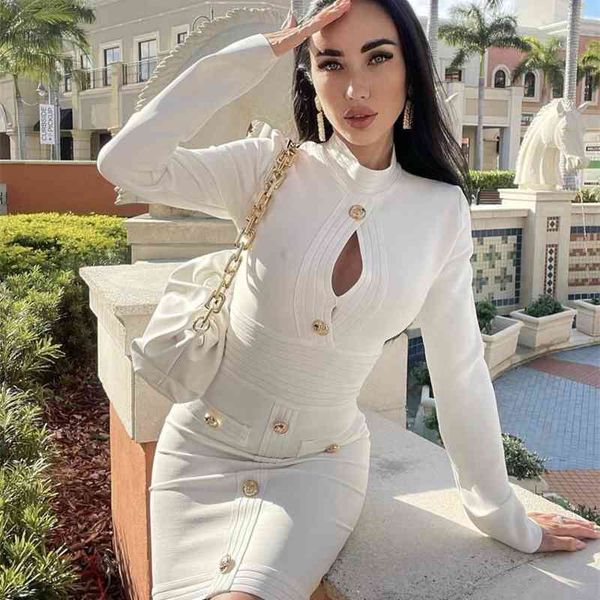 women designer long sleeve keyhole button white bandage dress ladies elegant brown bodycon party vestido 210527, Black;gray
women designer long sleeve keyhole button white bandage dress ladies elegant brown bodycon party vestido 210527, Black;gray