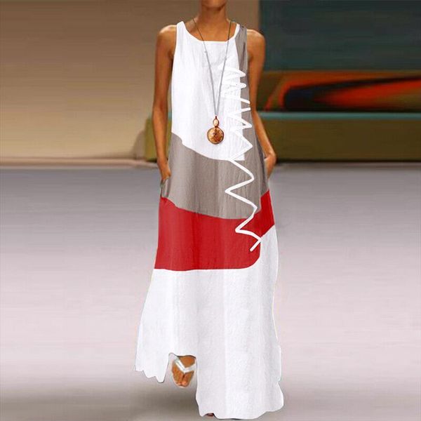 summer sundress vintage color stitching women dresses maxi casual sleeveless tank vestidos female o neck robe femme, Black;gray
summer sundress vintage color stitching women dresses maxi casual sleeveless tank vestidos female o neck robe femme, Black;gray