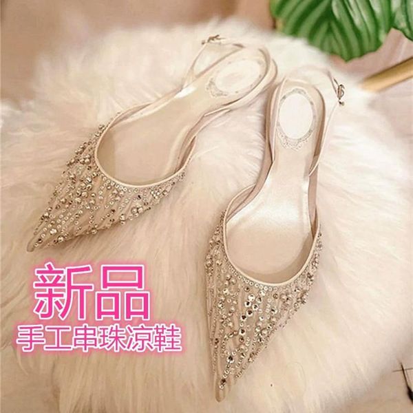 sandals women shoe high-heeled baotou water drill pearl 2021 summer mesh yarn tip thick heel flat shoes, Black
sandals women shoe high-heeled baotou water drill pearl 2021 summer mesh yarn tip thick heel flat shoes, Black