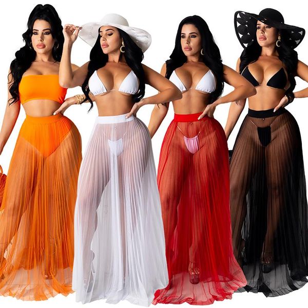 women's swimwear women beach wear see through chiffon maxi skirt pleated long skirts bikini wrap cover up 2021 summer bohemia bathing s, White;black
women's swimwear women beach wear see through chiffon maxi skirt pleated long skirts bikini wrap cover up 2021 summer bohemia bathing s, White;black