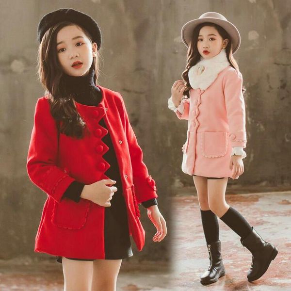 women's wool & blends winter girl's long coat girls quilted woolen fashion western-style children's fur collar, Black
women's wool & blends winter girl's long coat girls quilted woolen fashion western-style children's fur collar, Black
