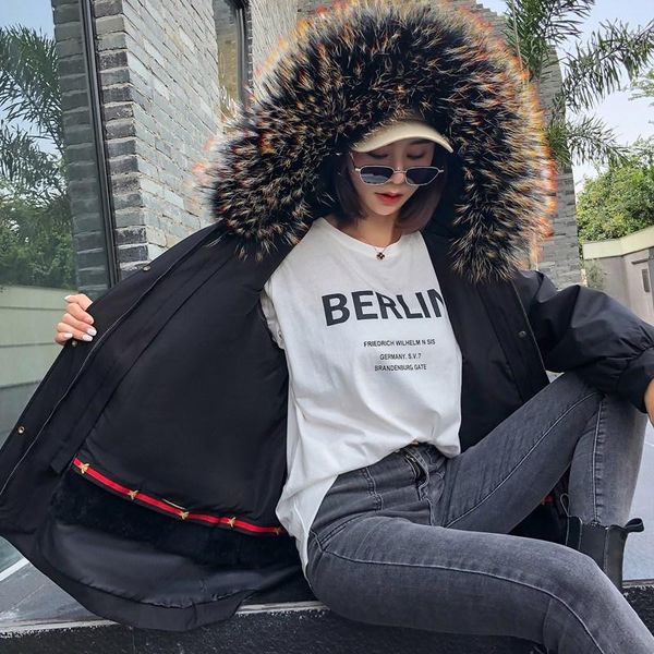 women's fur & faux luxury 2021 real coats collar genuine liner jackets wholeskin natural female parkas, Black
women's fur & faux luxury 2021 real coats collar genuine liner jackets wholeskin natural female parkas, Black