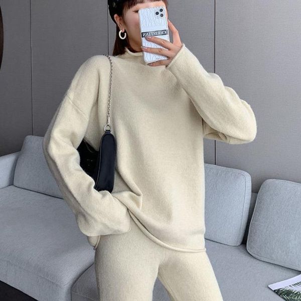 women's two piece pants knitted 2 set tracksuits women 2021 fall winter thick warm loose pullover sweater + pant suits casual sets, White
women's two piece pants knitted 2 set tracksuits women 2021 fall winter thick warm loose pullover sweater + pant suits casual sets, White