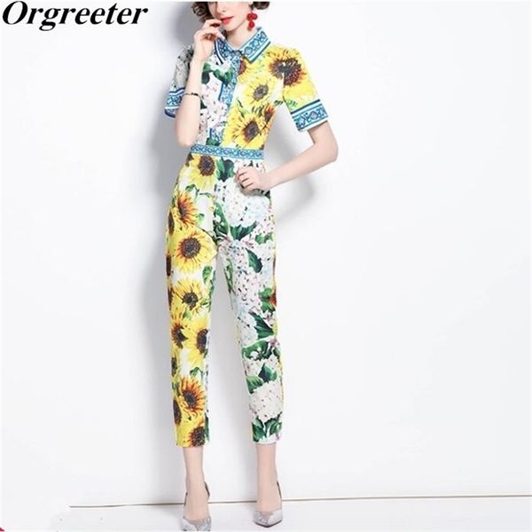 summer trend sunflowers hydrangea print color contrast shirt pants two piece sets female runway design trousers outfits 210602, White
summer trend sunflowers hydrangea print color contrast shirt pants two piece sets female runway design trousers outfits 210602, White