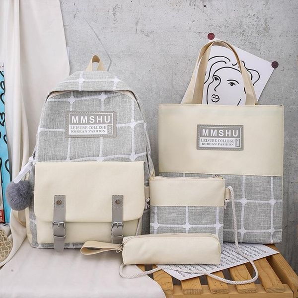 4pcs set canvas school bag for teenagers girls student larger capacity women backpacks female travel book bags
4pcs set canvas school bag for teenagers girls student larger capacity women backpacks female travel book bags