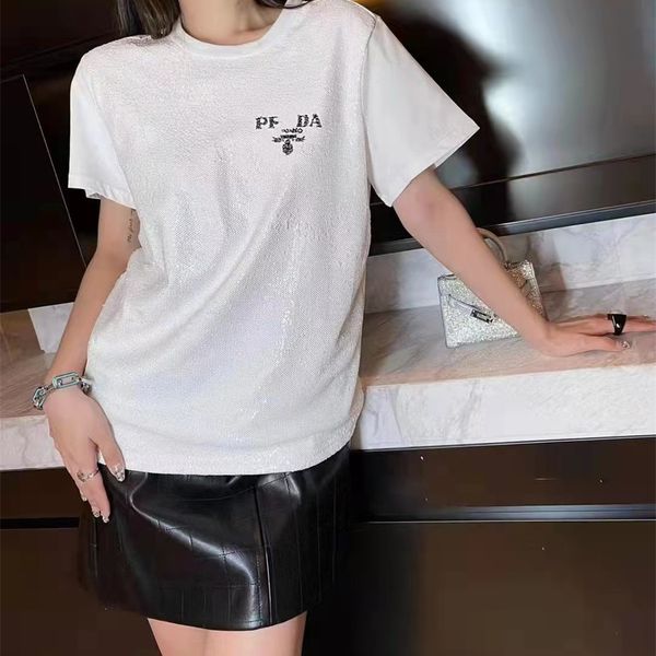 2022ss woven sequin embroidery heavy industry printing loose short sleeve t-shirt women, White
2022ss woven sequin embroidery heavy industry printing loose short sleeve t-shirt women, White