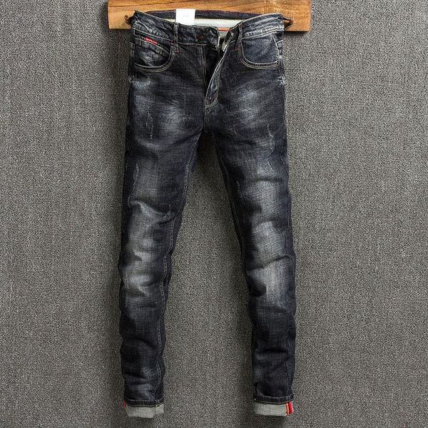 ly vintage designer fashion men jeans elastic slim fit ripped korean style casual denim pencil pants men's, Blue
ly vintage designer fashion men jeans elastic slim fit ripped korean style casual denim pencil pants men's, Blue