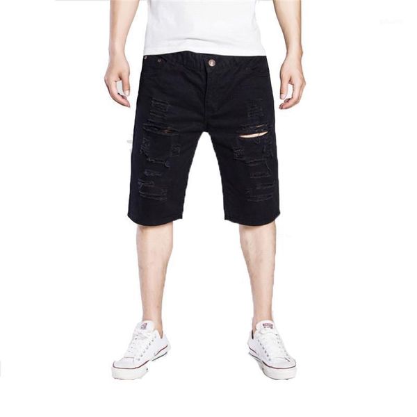 men's shorts summer ripped distressed slim fit knee length washed denim jeans, White;black
men's shorts summer ripped distressed slim fit knee length washed denim jeans, White;black
