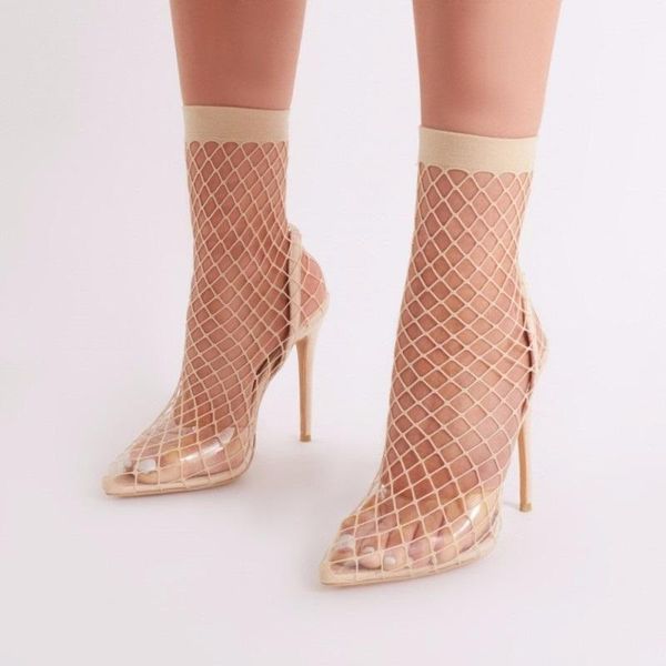 shoes woman heels mesh hollow out nude sandals pvc transparent classic pointed toe pump stiletto elastic band sandal, Black
shoes woman heels mesh hollow out nude sandals pvc transparent classic pointed toe pump stiletto elastic band sandal, Black