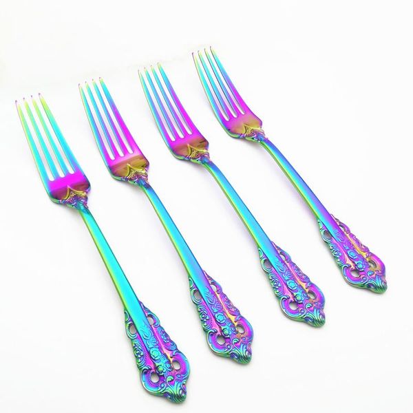 forks stainless steel picks prongs rainbow luxury engraving handle tableware electroplate dinnerware steak 4pcs/set
forks stainless steel picks prongs rainbow luxury engraving handle tableware electroplate dinnerware steak 4pcs/set