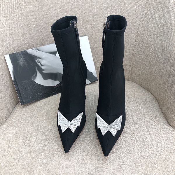 luxury blingbling butterfly women lady amin short boots 9.5cm heel ankle style designer autumn 21aw 21fw am3270, Black