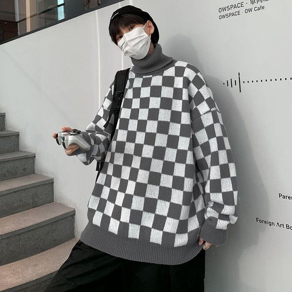 men's sweaters winter plaid turtleneck sweater men warm fashion casual knitted pullover loose long-sleeved mens jumper clothes, White;black
men's sweaters winter plaid turtleneck sweater men warm fashion casual knitted pullover loose long-sleeved mens jumper clothes, White;black