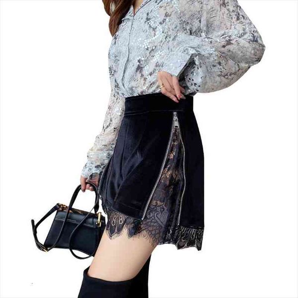 korean vintage velvet shorts women high waist slim fit hollow lace patchwork womens shorts autumn winter zipper booty, White;black
korean vintage velvet shorts women high waist slim fit hollow lace patchwork womens shorts autumn winter zipper booty, White;black