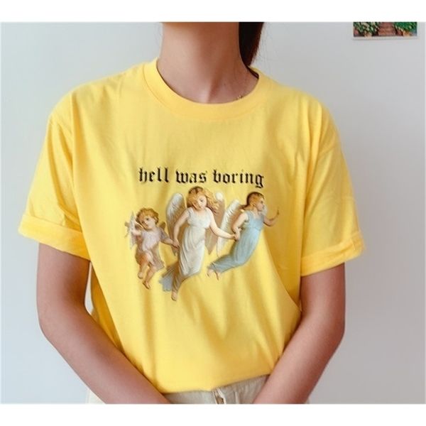 three angel t shirt women stylish letter print hell was boring t-shirt summer cotton short sleeve casual 210512, White
three angel t shirt women stylish letter print hell was boring t-shirt summer cotton short sleeve casual 210512, White